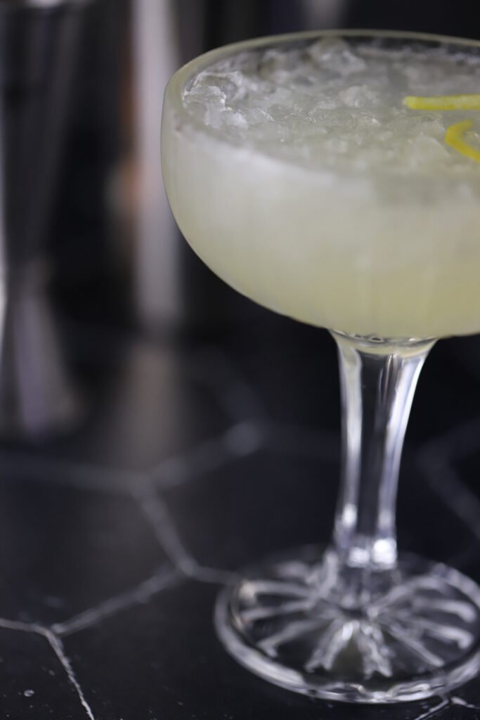 Bees Knees Cocktail in a clear coupe glass