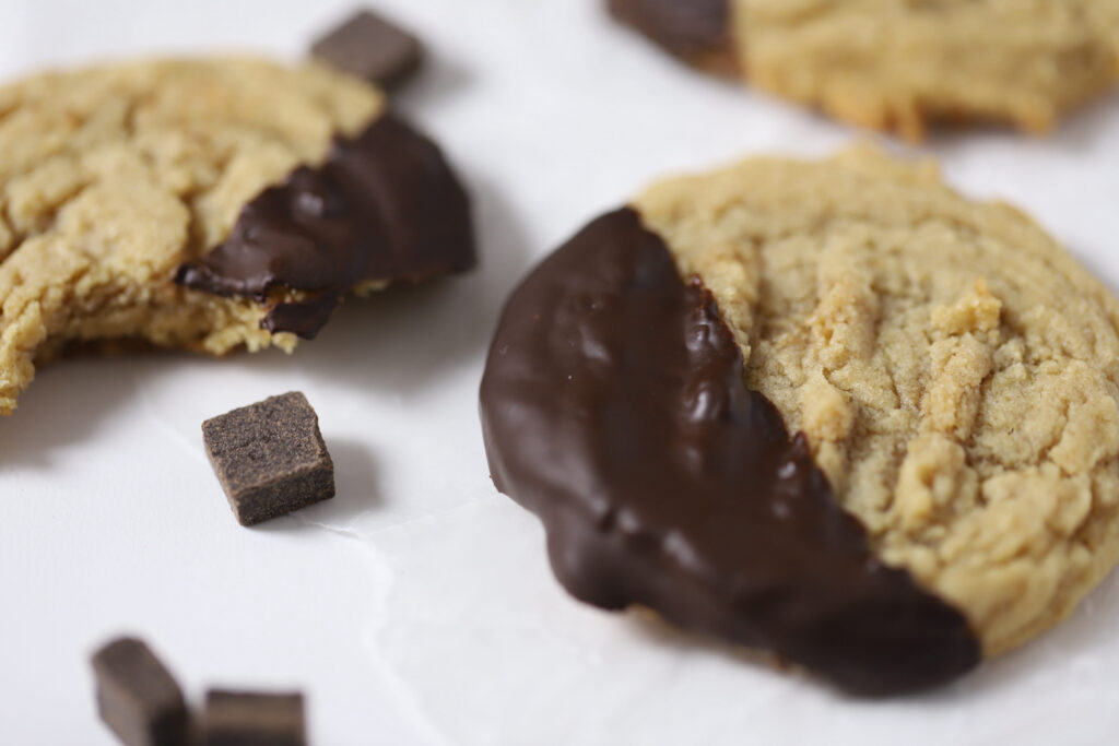 peanut butter chocolate dipped cookie